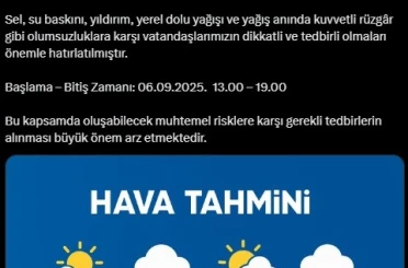 Sakarya’da kuvvetli sağanak yağış uyarısı 
