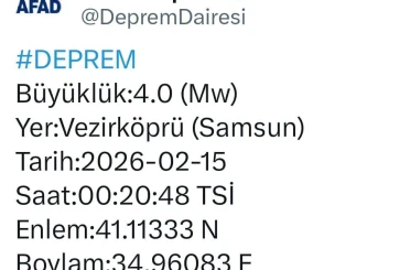Samsun Vezirköprü’de gece yarısı korkutan deprem 