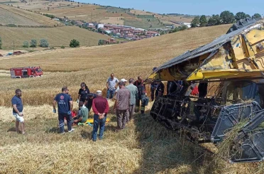 Samsun’da biçerdöver devrildi: 1 yaralı 