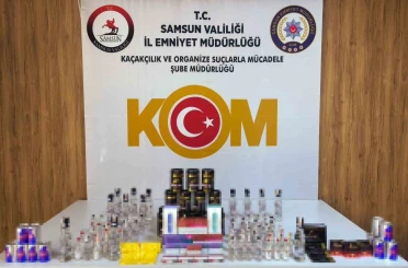 Samsun’da kaçak içki ve tütün operasyonu: 64 şişe sahte alkol ele geçirildi 