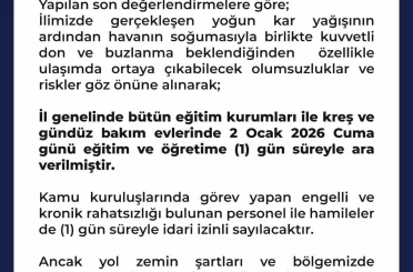 Şanlıurfa’da eğitime 1 gün ara verildi 