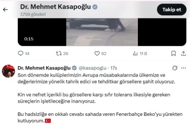 Sırp taraftarların ırkçı pankartına Kasapoğlu’ndan sert tepki 
