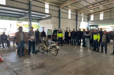 Söke’de traktör ve motosiklet sürücülerine trafik eğitimi verildi 