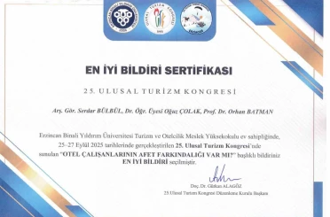 SUBÜ akademisyenlerine en iyi bildiri ödülü 