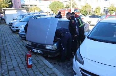 Sürücünün hızlı müdahalesi aracı yanmaktan kurtardı 