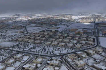 Tarihi Hasankeyf’te kar manzaraları 