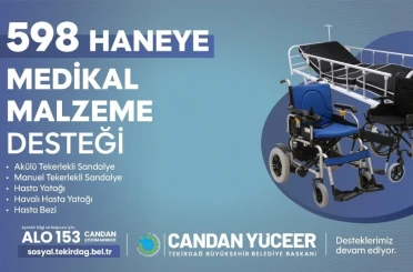 Tekirdağ’da 598 haneye medikal destek 