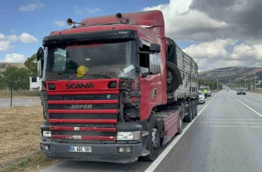 Tırın çarptığı dolmuşun sürücüsü yaralandı 