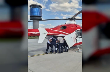 Tokat'ta tedavi gören yaşlı kadın helikopter ambulansla Konya'ya sevk edildi