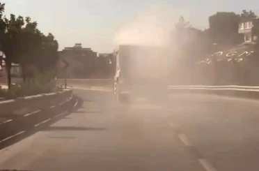 Tozu dumana katan kamyon sürücüsüne ceza uygulandı 