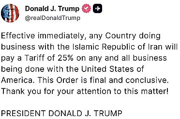 Trump’tan İran ile iş yapan ülkelere yaptırım kararı: "Yüzde 25 gümrük vergisi uygulanacak" 