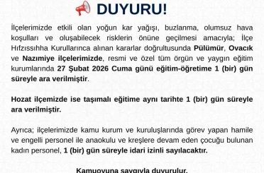 Tunceli’nin 3 ilçesinde eğitime bir gün ara 