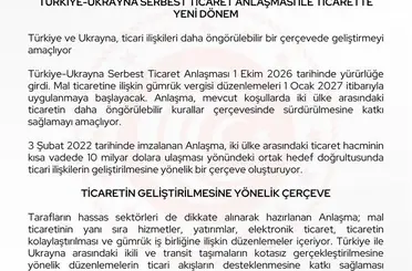Türkiye-Ukrayna Serbest Ticaret Anlaşması yürürlüğe girdi