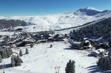 Uludağ’da sömestr yoğunluğu drone görüntülerine yansıdı 