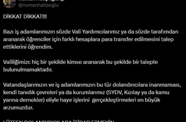 Vali Hatipoğlu’ndan dolandırıcılık olaylarına karşı uyarı