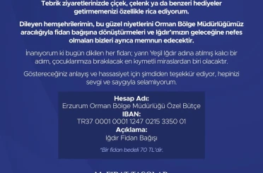 Vali Taşolar’dan tebrikler için anlamlı çağrı: "Çiçek yerine fidan bağışı" 