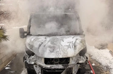 Van’da park halindeki kamyonet yandı 