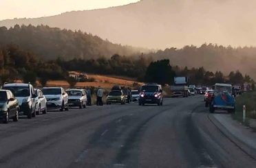 Vezirhan-Gölpazarı karayolu orman yangını nedeniyle trafiğe kapatıldı 