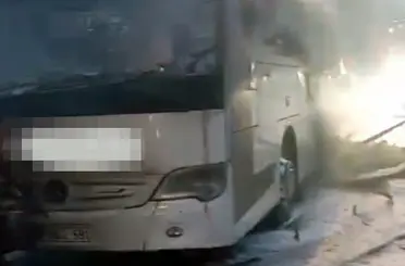 Yolcu otobüsünde yangın
