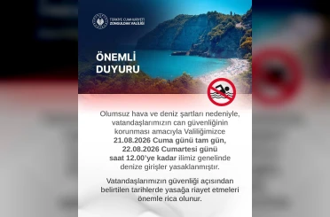 Zonguldak’ta iki gün boyunca denize girişler yasaklandı