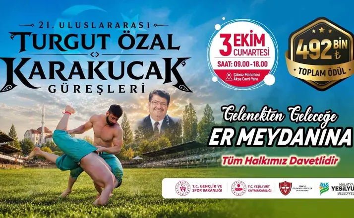 21. Uluslararası Turgut Özal Karakucak Güreşleri 3 ekimde düzenlenecek
