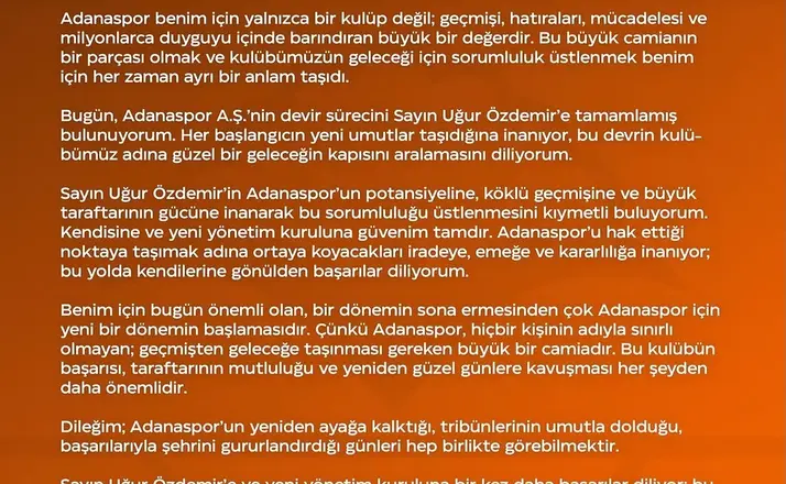 Adanaspor devredildi
