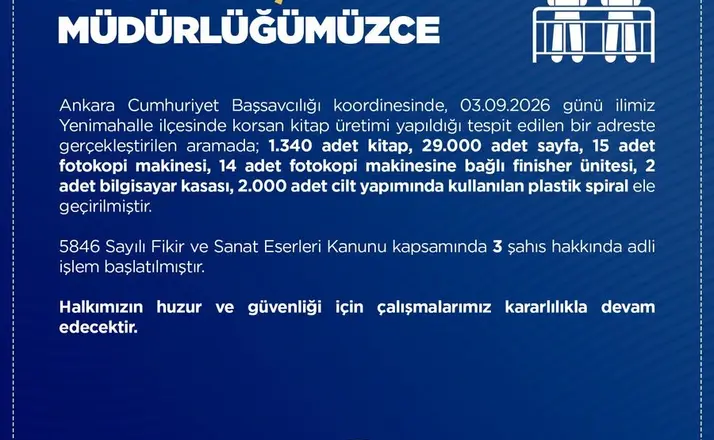 Ankara’da bin 340 adet korsan kitap ele geçirildi
