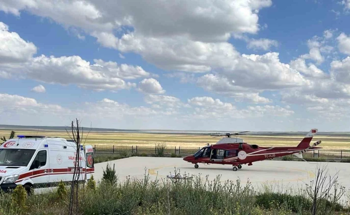 Kalp krizi geçiren hasta ambulans helikopter ile Konya’ya sevk edildi
