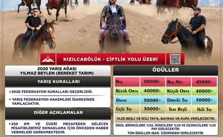 Kızılcabölük’te rahvan at yarışları 4 Ekim’de yapılacak
