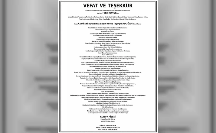 Konuk ailesinden duygulandıran teşekkür mesajı