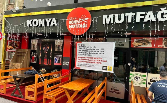 Konya Büyükşehir Zabıtası’ndan tüketiciyi aldatan işletmeye 3 gün faaliyetten men cezası