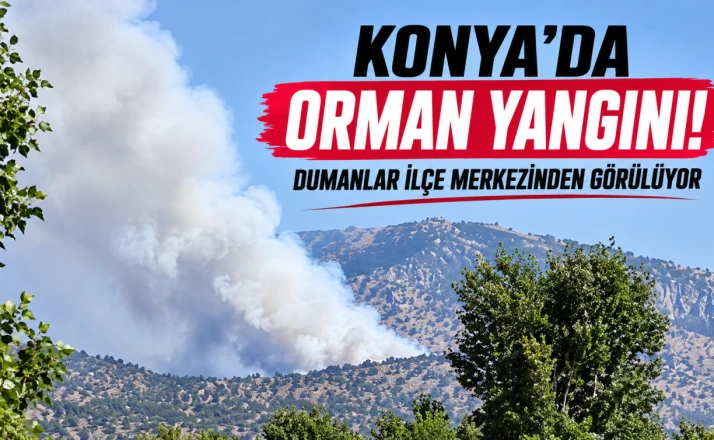 Konya’da orman yangını! Dumanlar ilçe merkezinden görülüyor