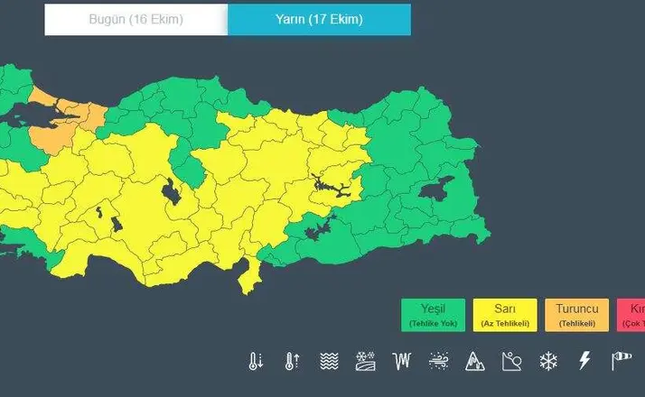 Konya İçin Sarı Kodlu Kuvvetli Yağış ve Fırtına Uyarısı: 13 İlçe Risk Altında