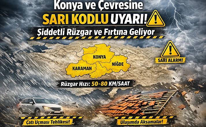 Konya’ya bir sarı alarm daha