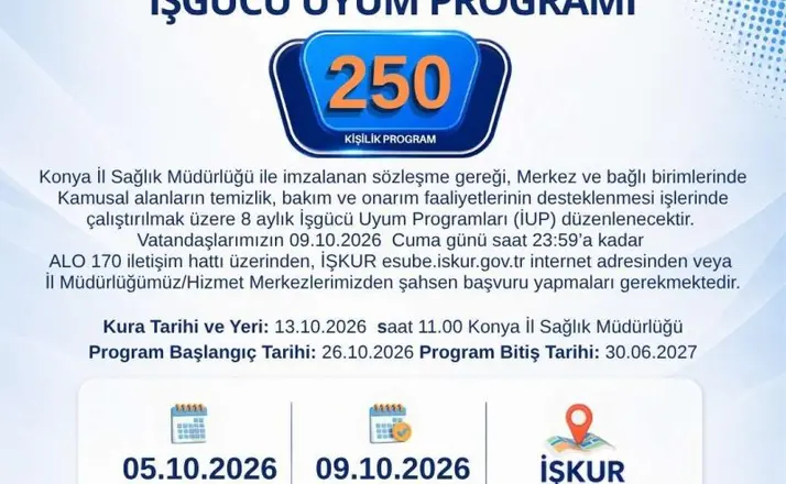 Konya'da 250 Kişilik İşgücü Uyum Programı İçin Başvurular Başladı