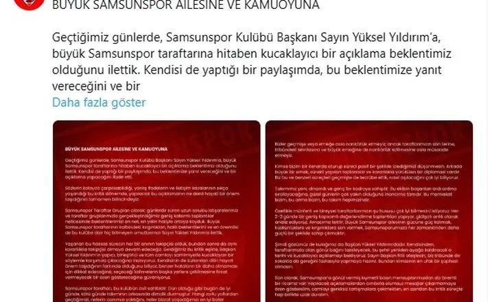 Samsunspor taraftar grupları: "Bu kulübün asıl sahibi taraftardır"
