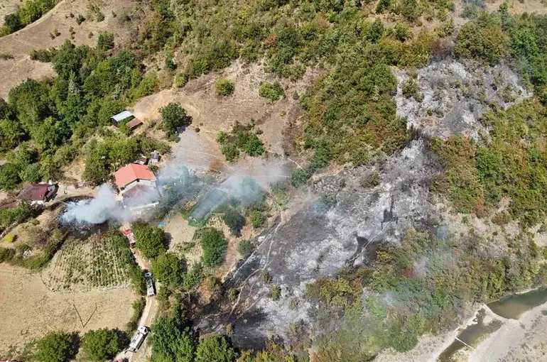 Ahşap evden ormanlık alana sıçrayan yangın kontrol altına alındı
