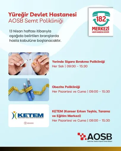 AOSB Semt Polikliniği’nde hizmet yelpazesi genişliyor
