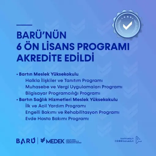 BARÜ’nün 6 ön lisans programı akredite edildi
