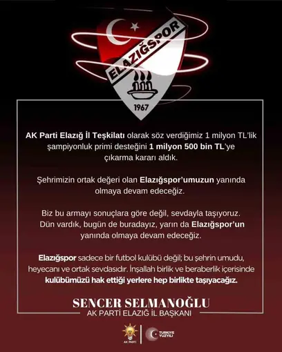 Başkan Selmanoğlu: "Biz bu armayı sadece başarı günlerinde değil, her şartta sevdayla taşıyoruz"
