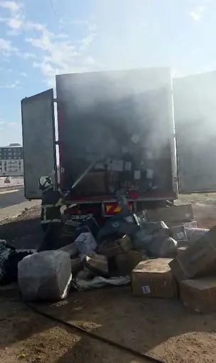 Batman’da kargo aracında yangın
