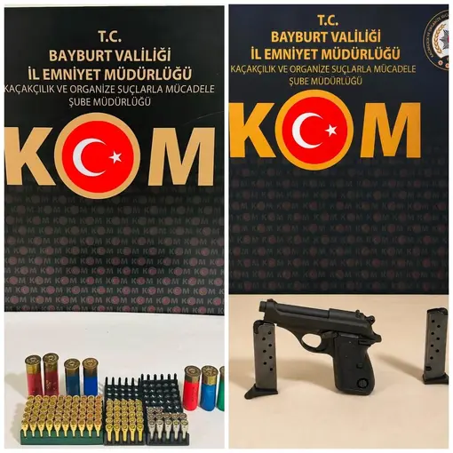 Bayburt’ta 3 şüphelinin yakalandığı operasyonlarda tabanca ve 94 fişek ele geçirildi
