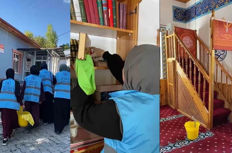 Erzincan’da öğrencilerden cami temizliğine destek
