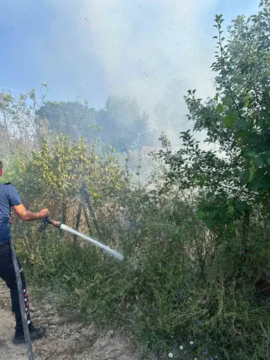 Ezine’de otluk alanda çıkan yangın söndürüldü
