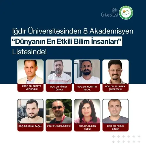 Iğdır Üniversitesinden 8 Akademisyen "Dünyanın En Etkili Bilim İnsanları Listesinde yer aldı
