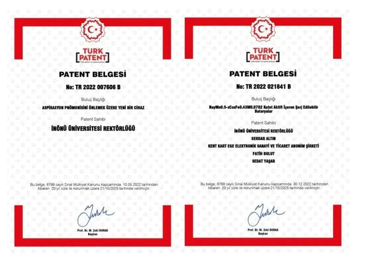 İnönü Üniversitesi’nin iki buluşu patentle tescillendi
