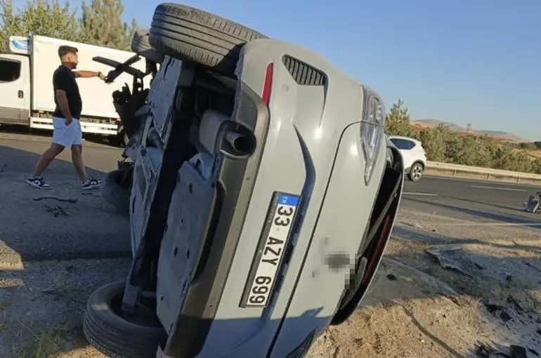 Sivrihisar’da kontrolden çıkan otomobil yan yattı: 1 yaralı
