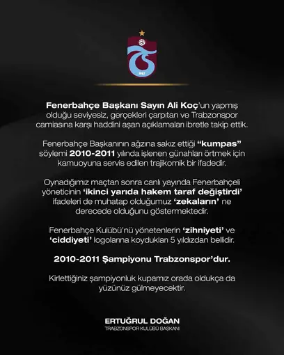 Trabzonspor Başkanı Ertuğrul Doğan’dan sert açıklama
