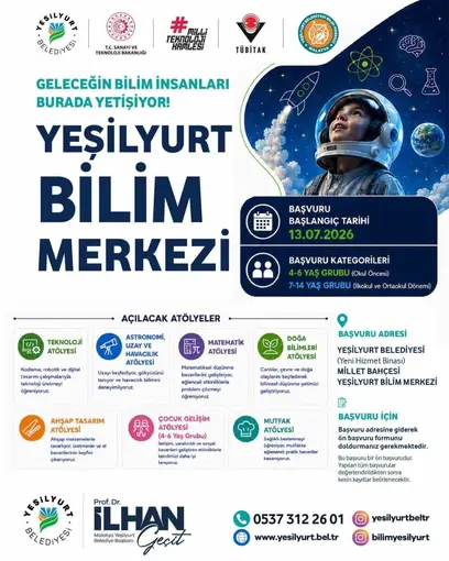 Yeşilyurt Bilim Merkezi başvuruları 13 Temmuz’da başlıyor
