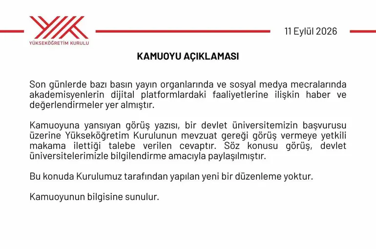 YÖK’ten akademisyenlerin sosyal medya faaliyetlerine ilişkin açıklama: "Bu konuda Kurulumuz tarafından yapılan yeni bir düzenleme yoktur"

